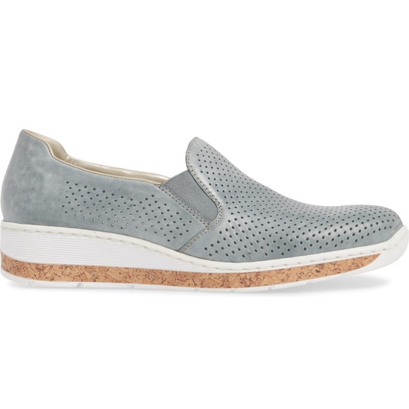 Rieker NEW Women's 10 Wedge Sneakers Comfort SlipOn Leather - Picture 4 of 7